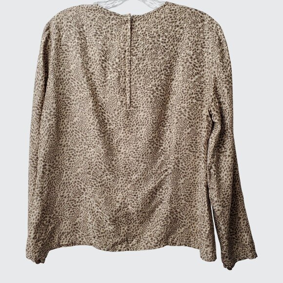 Vintage Carlisle Elegant Womens Leopard Print Silk Blouse Size 8 Long Sleeve - Picture 2 of 7